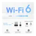Front view of TP-Link Archer TX1U Nano AX300 USB Wi-Fi 6 Adapter with Wi-Fi 6 branding and feature icons displayed below