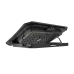 Side profile view of the Meetion MT‑CP3030 RGB Gaming Laptop Cooling Pad highlighting adjustable height stand and vented base.