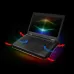 Angled front view of the Thermaltake Massive 20 RGB Single Fan Laptop Cooler illustrating active airflow arrows.
