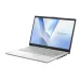 ASUS Vivobook Go 14 E1404TA laptop open with vivid screen, slim keyboard layout, and modern geometric display.