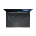 Top-down view of the dark gray Asus ExpertBook B1 B1403CTA laptop's open keyboard, trackpad, and screen.
