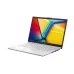 Front view of ASUS Vivobook Go 14 E1404FA Laptop with vivid display showing colorful V-shaped wallpaper.