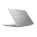 Side view of Lenovo Yoga Pro 7 14IAH10 Laptop with silver lid, pink keyboard, and visible USB and audio ports.