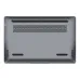 Bottom view of Tecno MEGABOOK K15S Ryzen 5 laptop highlighting ventilation grilles and rubber feet.