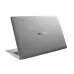 Megabook S14 laptop partially open from rear angle, displaying sleek silver lid with centered TECNO logo