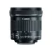 Side view of Canon EF-S 10-18mm f/4.5-5.6 IS STM lens displaying Canon logo, focal length scale, and side control switches