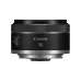 Side view of ultra-compact Canon RF 16mm f/2.8 STM lens displaying Canon logo and Focus/Control switch