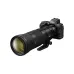 Angled view of Nikon NIKKOR Z 180-600mm f/5.6-6.3 VR super-telephoto lens mounted on a black Nikon Z camera body