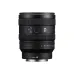 Side profile of Sony FE 24-50mm f/2.8 G zoom lens showing G logo, AF/MF switch, focus hold button, and aperture ring