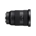 Side profile of Sony FE 24-70mm f/2.8 GM II lens showing zoom smoothness switch (Smooth/Tight) and aperture click ON/OFF switch