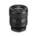 Angled view of Sony FE 24mm f/1.4 GM lens displaying aperture ring, AF/MF switch, G Master logo, and E-mount base