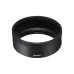 Perspective view of black Sony round lens hood showing interior lining and Sony logo branding