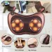 Multi-view of Car & Home Massage Pillow with glowing heated nodes used on shoulders, waist, arms, legs, and feet.