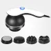 Front view of Maxtop MP-2290 Massage Gun with curved handle, blue-lit power button, and four interchangeable massage heads.