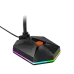 Close‑up base view of the Meetion MT‑MC13 RGB Wired Gaming Microphone highlighting textured surface and multicolor lighting strip.