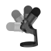 Multi‑angle view of the Meetion MT‑MC20 Wired Gaming Microphone highlighting tilting head and sturdy desktop mounting design.