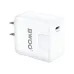 Angled front view of BWOO BO-CDA169 Type-C Fast Charger Adapter showing compact cube design with USB-C port on white background