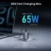 Angled promotional view of BWOO BO-CDA242 65W GaN Charger Adapter highlighting fast charging mode with 65W power output