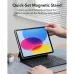 Front three-quarter view of ESR Rebound Magnetic Keyboard Case For iPad 10/11 (A16) set up in floating stand mode.