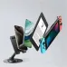 Multi device stand holding smartphone, tablet, e reader and gaming console with sturdy adjustable metal design
