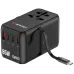 Black Verbatim CNT-02 travel adapter with its retractable USB-C cable extended.