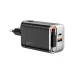 Portable 67W GaN wall charger featuring dual ports and integrated USB-C cable, ideal for fast charging devices