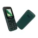 Dark green Symphony A21 phone showing keypad, flashlight button, and rear speaker with top flashlight.