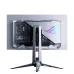 Rear view of ASUS ROG Swift OLED PG27AQWP-W Monitor with RGB-lit ROG logo and bold angular stand.