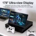 Gaming setup view of GEESUU LiuHe M156L1F Portable Monitor showing 178° ultra-view display with HDR clarity and vivid colors.