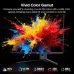 Front view of KOORUI G3221SC Monitor displaying vivid paint splash colors with 90% DCI-P3 and 16.7M color support.