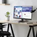 The Lenovo L22-4e monitor displays social media analysis data on a light wood desk.