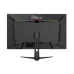 Rear view of PC Power PCGMX25F200B Monitor showing RGB lighting strip, ports, and V-shaped stand.