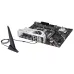 ASUS GAMING motherboard with external WiFi antenna, PCIe slots, RAM slots, and rear I/O ports