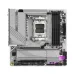 Front layout of B650M AORUS Elite AX ICE motherboard with AM5 CPU socket, DDR5 slots, M.2 heatsink, and PCIe slot