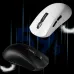 Promotional view of black and white Furycube G9 Pro Mouse with “59g” graphic and feathers highlighting lightweight build.