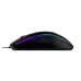 Side view of the black Gamdias AURA GS3 mouse, showcasing the ergonomic shape, side buttons, and RGB accent lighting.