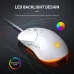 Angled view of Inphic B1 Mouse with LED backlight glowing orange and customizable breathing light design.