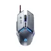 Inphic W2 II wired gaming mouse with metallic grey design, blue LED accents, and braided cable