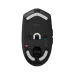 Underside view of Logitech G304 X SUPERLIGHT Mouse showing optical sensor, glide pads, and power switch.