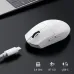 Desk view of MCHOSE G3 V2 Pro Mouse with blue indicator light, showing 2.4GHz, BT 5.0, and USB-C connectivity options.