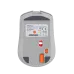 Bottom view of Meetion BTM002 Dual Mode Silent Wireless Mouse displaying sensor, battery compartment, and power switch layout.
