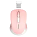 Top view of pink Meetion MiniGo BT Dual Mode Silent Wireless Mouse showing soft color design, quiet keys, and minimalist style.