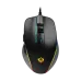 Top view of black Meetion MT-GM230 Gaming Mouse with RGB lighting strip, centered scroll wheel, and sleek symmetrical design.