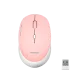 Top view of pink Meetion MT-R570 2.4G Wireless Silent Mouse with smooth surface, centered scroll wheel, and nano receiver beside it.