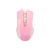 Top view of Onikuma CW905 Wireless Gaming Mouse in pink with RGB lighting, DPI button, and illuminated cat logo design.