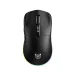 Top view of the black Onikuma DM07 wireless gaming mouse featuring DPI indicator screen, Onikuma logo, and bottom RGB lighting.