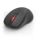 Angled top view of The Redragon BM 2638 Wireless Mouse highlighting its buttons, smooth shell, and red scroll wheel.