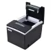 Open-top view of Xprinter XP-E200L POS Printer revealing thermal print head and paper compartment with caution label.