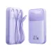 Front angled view of Baseus PPMD2-10 Power Bank in purple with built-in cables and digital battery display.