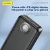 Close-up view of Foneng PX103 30000mAh 22.5W power bank showing LCD digital battery display.